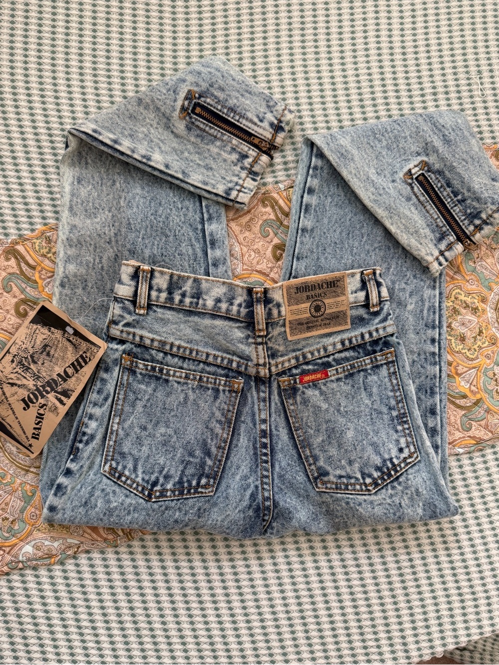 New Vintage Jordache Kids Acid Wash High Rise Jeans Size 12 Ankle Zip 80s 90s De